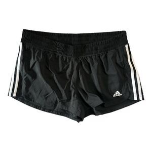 Adidas Women's Pacer 3 Stripe Knit Polyester Gym Shorts - Black/White
